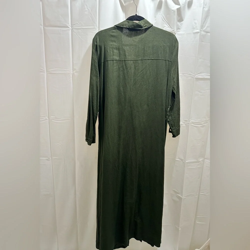ZARA Elegant Olive Green Button-Down Dress - Picture 5 of 5